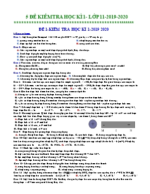 5 Đề kiểm tra học kỳ I môn Vật lý Lớp 11 - Năm học 2019-2020